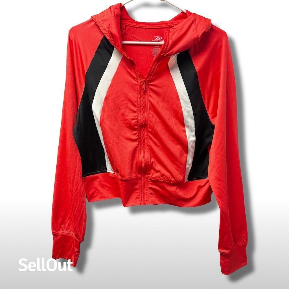 Pro Player Women's Track Jacket Pink/Black/White Size M Full Zip Hooded